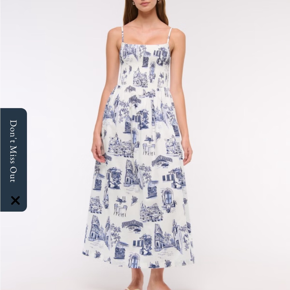 Abercrombie & Fitch Dipped-Waist Smocked Midi Dress NEVER WORN!